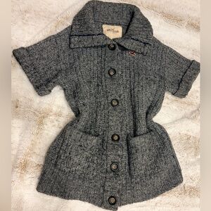 RARE Vintage Y2K Hollister Women’s Grey Chunky Knit Wool Blend Cardigan Sweater